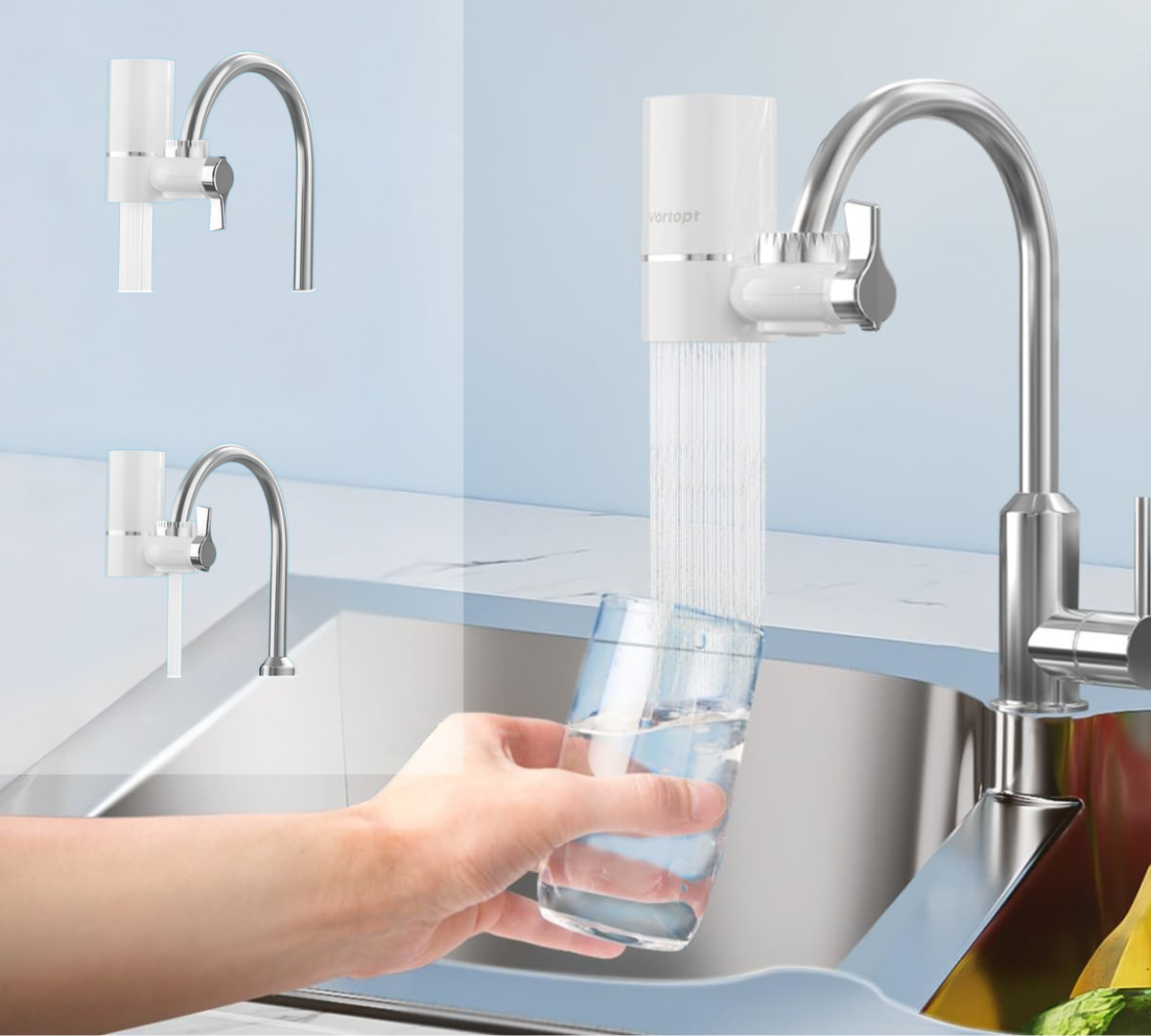 AquaClean Pro Kraanfilter Gecertificeerde 5-staps zuivering – Vers, veilig water direct uit jouw kraan