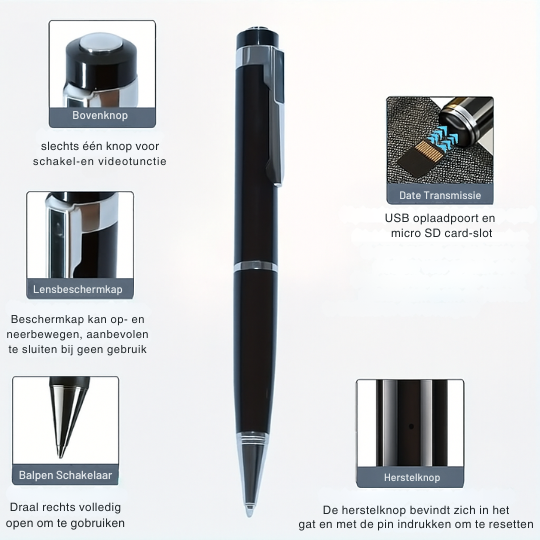 NoteCam Pen – camera pen die geen detail mist, discreet en veilig opnemen