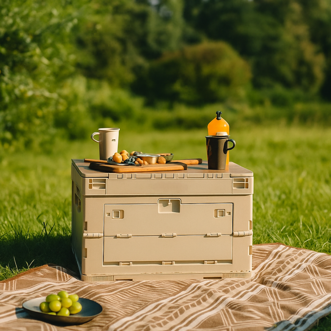 NomadBox – Opvouwbare Outdoor Opbergbox met Tafelfunctie (20L & 55L)
