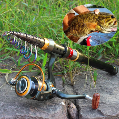 SurvivorCast Vishengel – 1.8 m tot 3,6 m1 Koolstofvezel telescopische hengel + SC5000 Molen