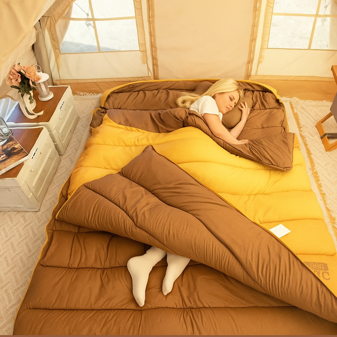 CampNest Duo Slaapzak – Dubbele Slaapzak voor 2 Personen, Warm & Draagbaar voor Kamperen en Outdoor Avonturen