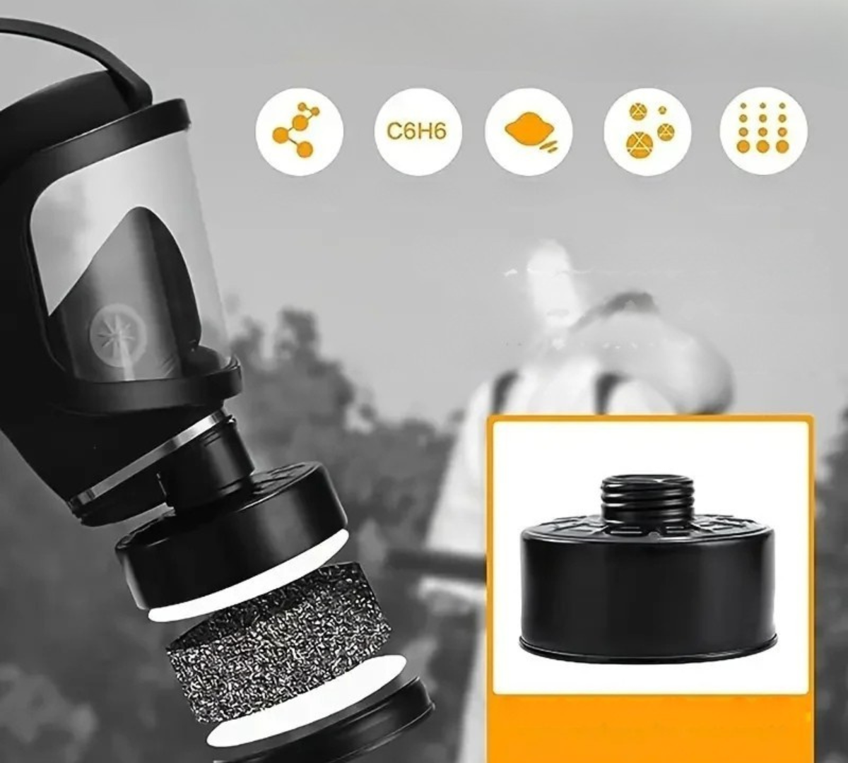PrepMask Pro 40 – Volgelaatsgasmasker met 40mm Filter voor Chemische, Industriële & Nucleaire Bescherming