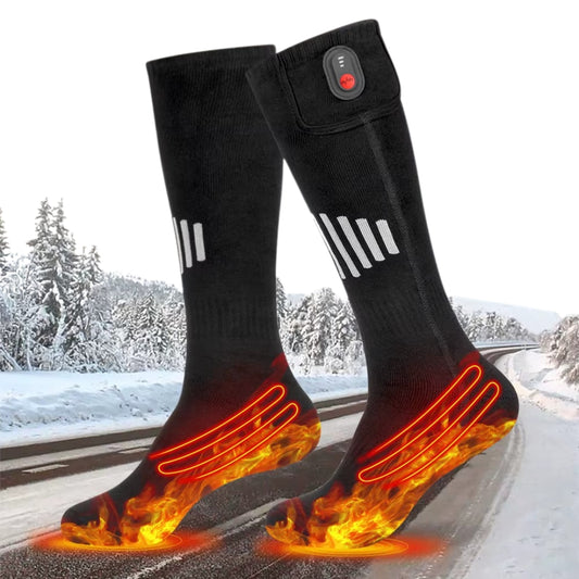HeatCore Socks – verwarmde sokken met geïntegreerde schakelaar, rekbare stof en subtiel gestreept design