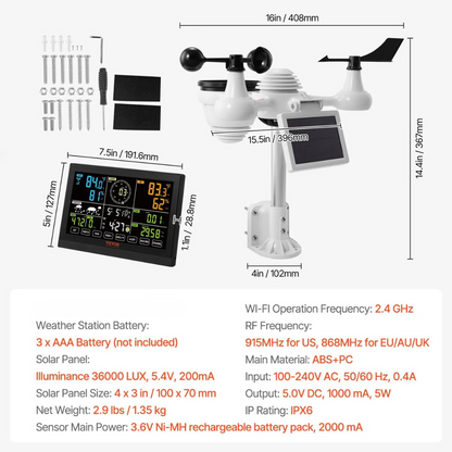 MeteoConnect Pro – Wi-Fi Weerstation met Solar Sensor App & Weersvoorspelling | Hyperlokale Weerdata in Real-Time